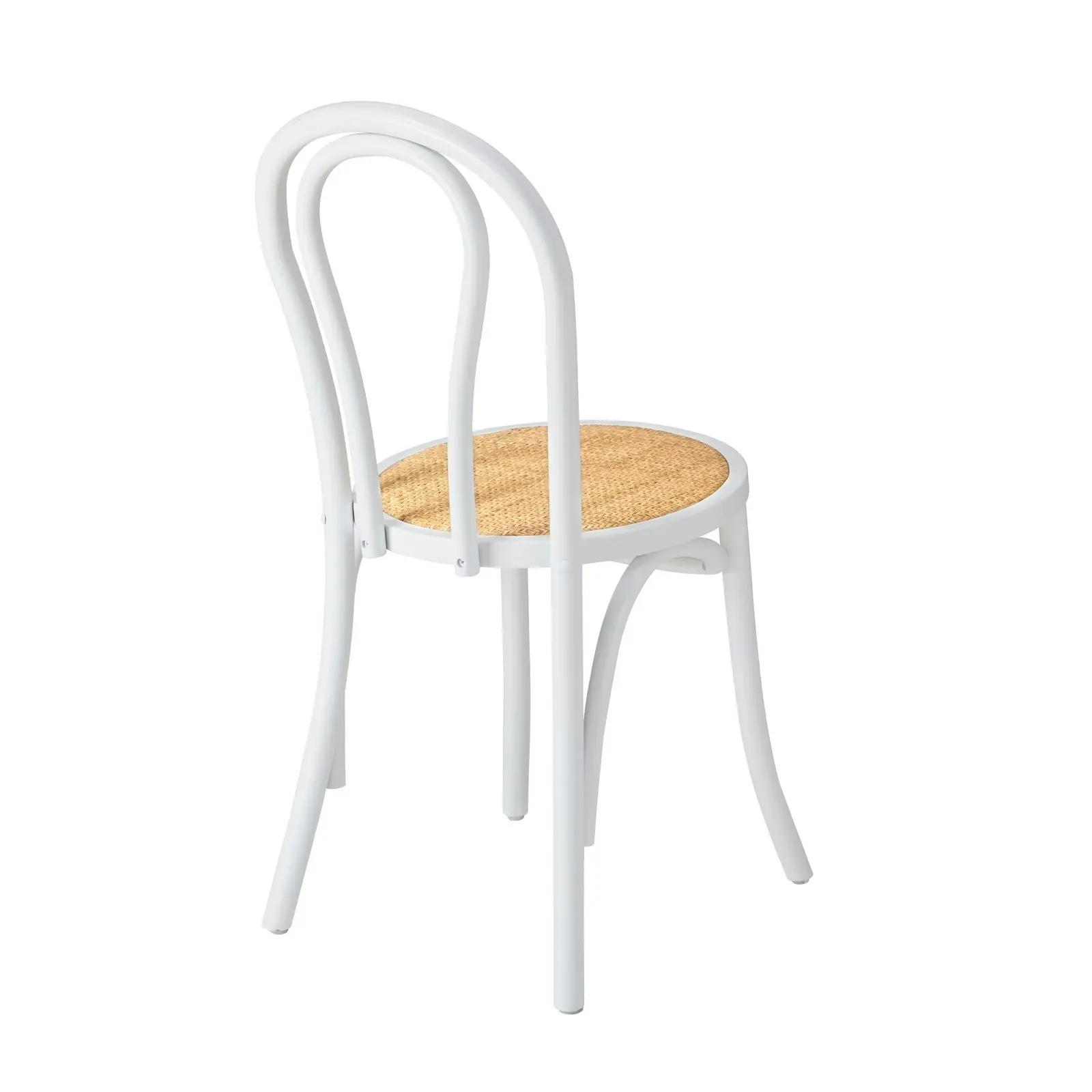 Oikiture 2PCS Dining Chair Solid Wooden Chairs Ratan Seat White