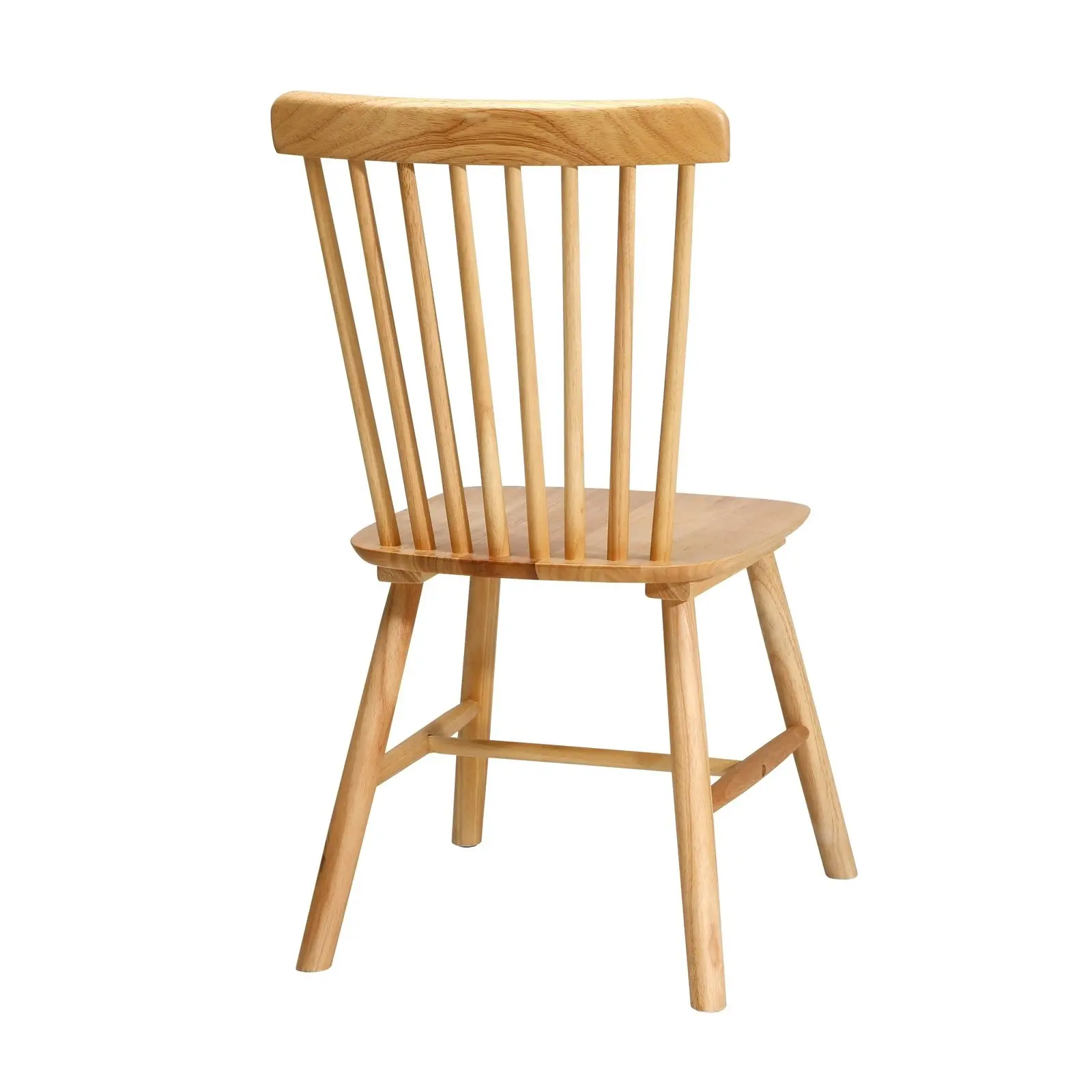 Oikiture 2x Dining Chairs Minimalist Vertical Back Chair Wooden Home Rubber Wood