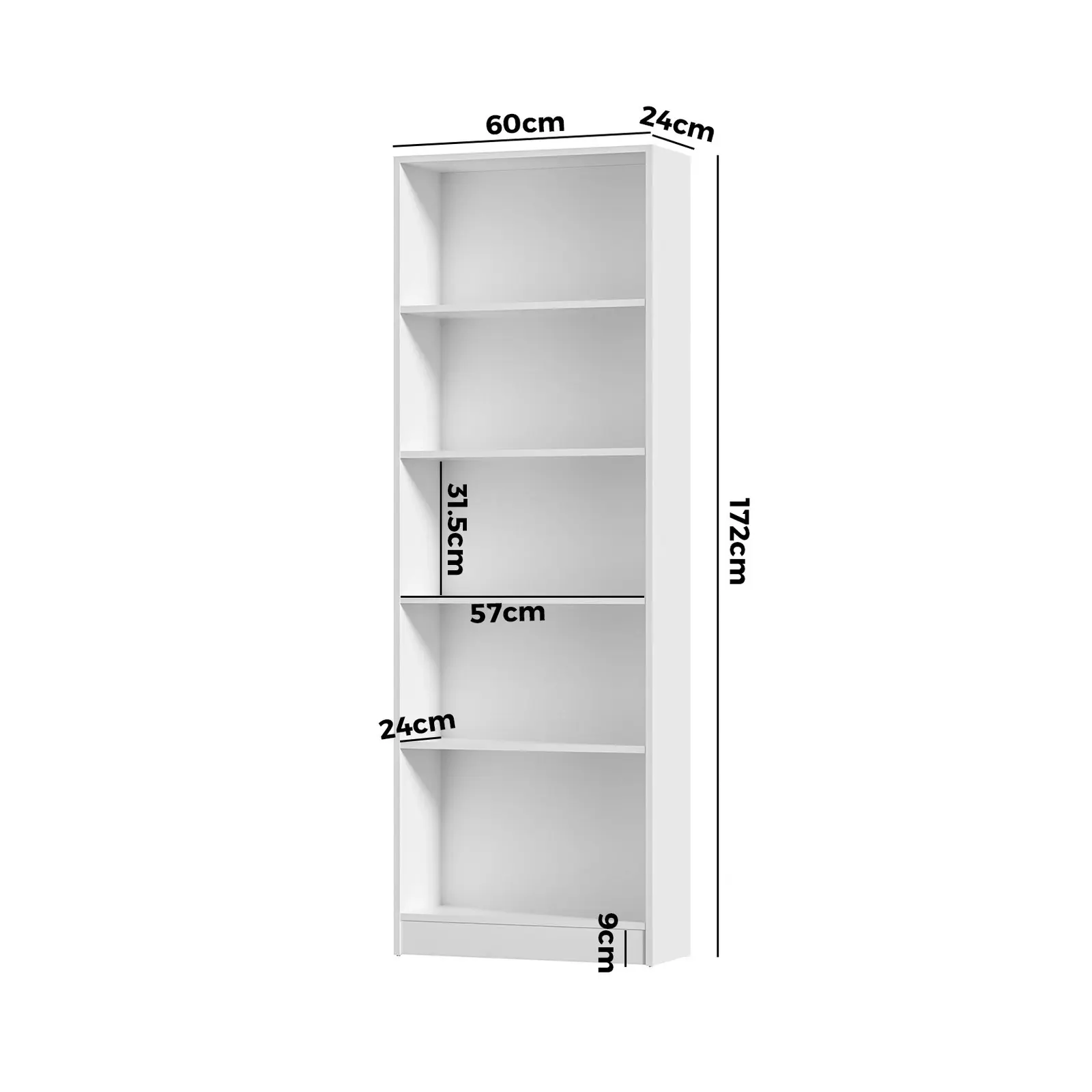 Oikiture Bookshelf Bookcase Display shelves 5-Tier Storage Stand Rack White