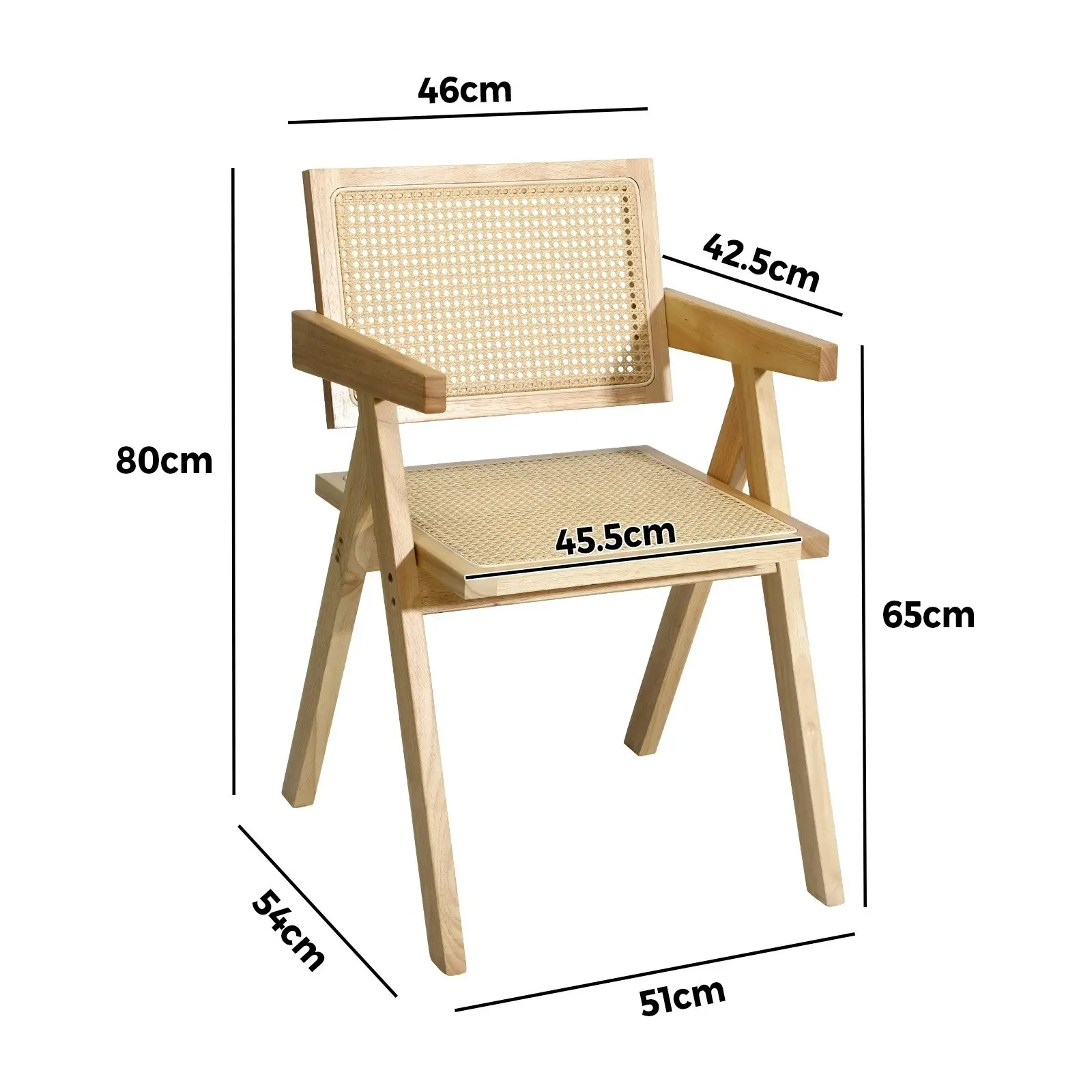 Oikiture 2x Dining Chairs Rattan Chair Wooden Accent Chair Natural