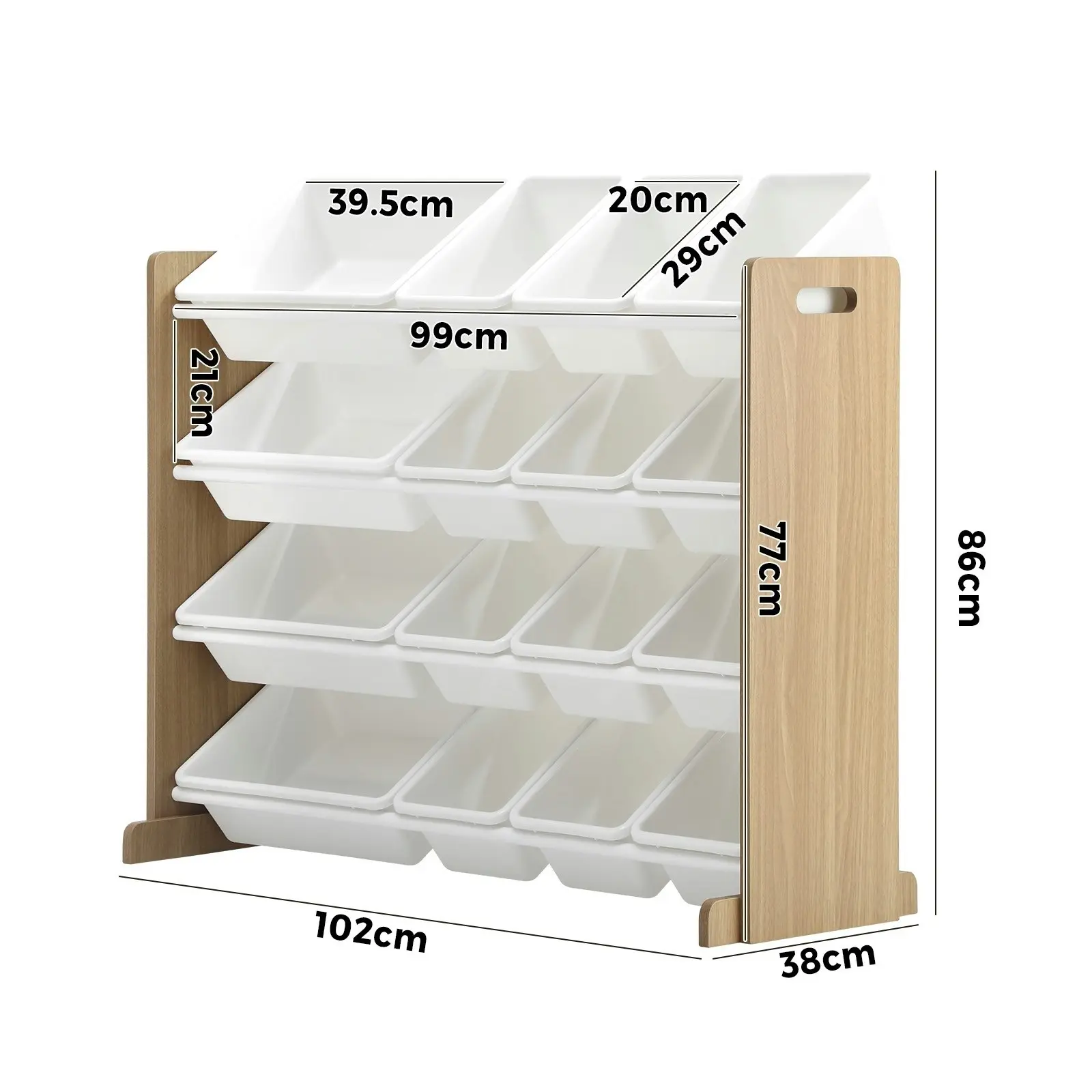 Oikiture 16 Bins 4-Tier Kids Toy Organiser Storage Rack Shelf Display Unit