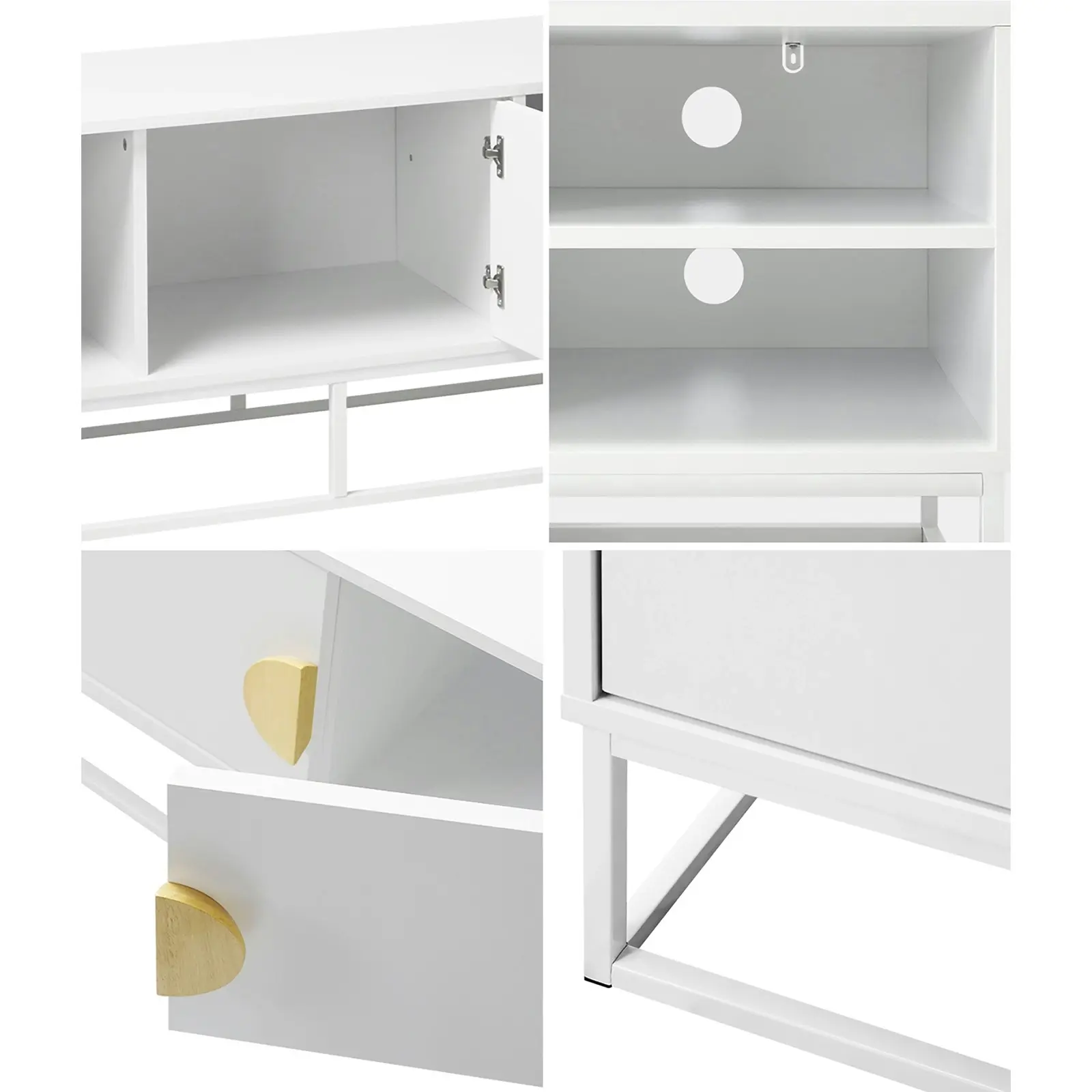 Oikiture TV Cabinet Entertainment Unit Stand Storage Two Door Shelf White 140CM