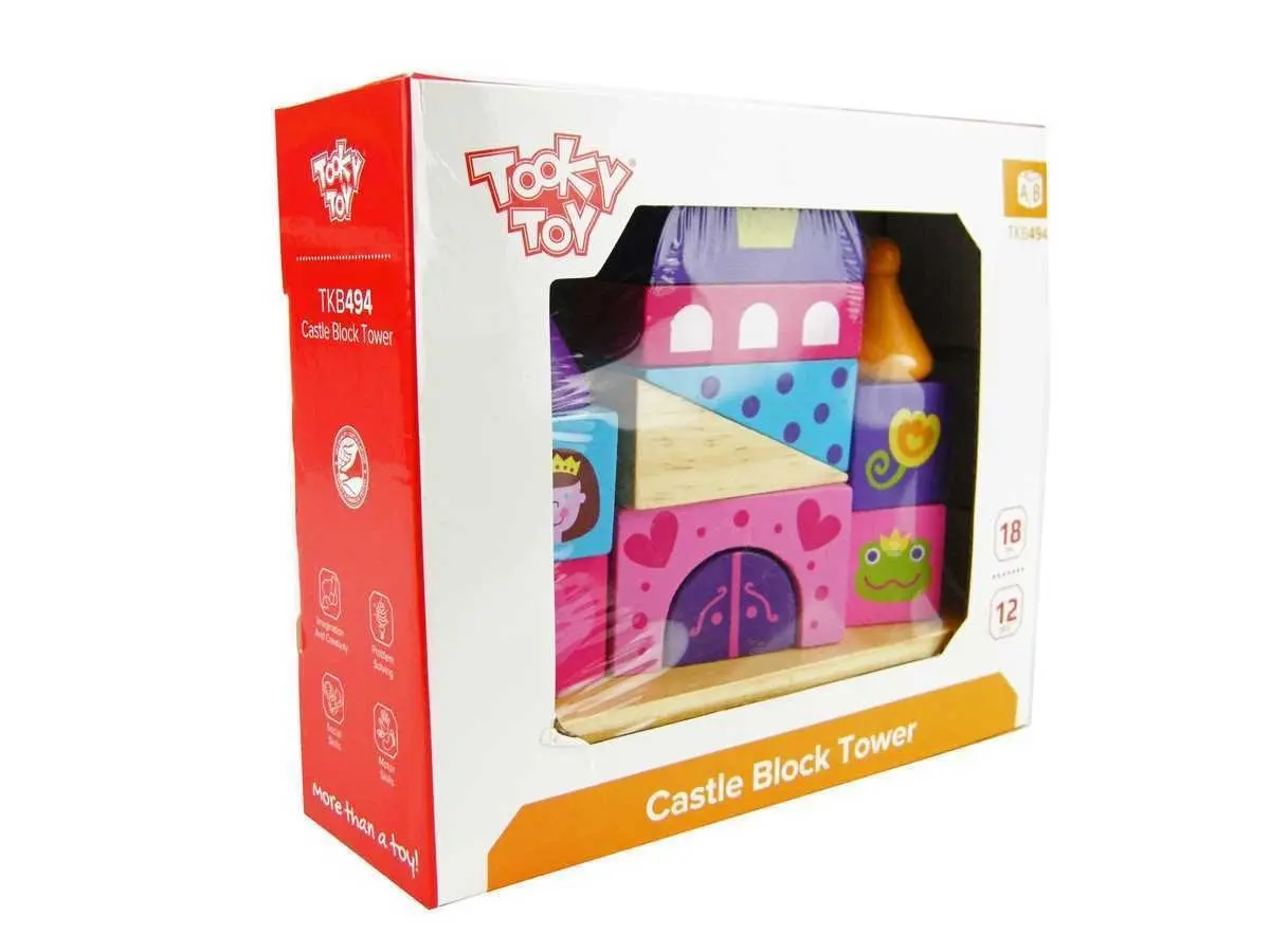 Tooky Toy Castle Block Tower Toddler/Baby 18m+ Educational Wooden Stacking Toy