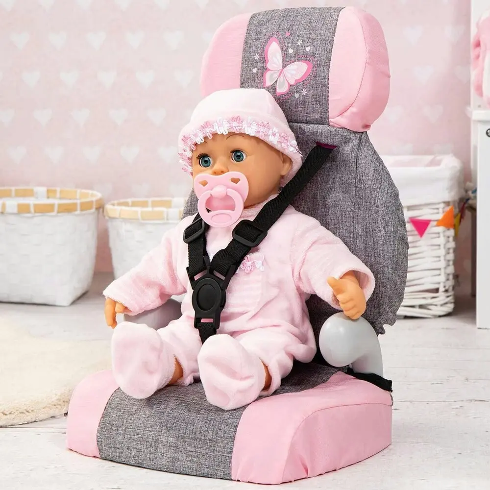 Bayer Deluxe Butterfly Travel Car Seat Toy for 46cm Dolls/Kids 3y+ Pink/Grey