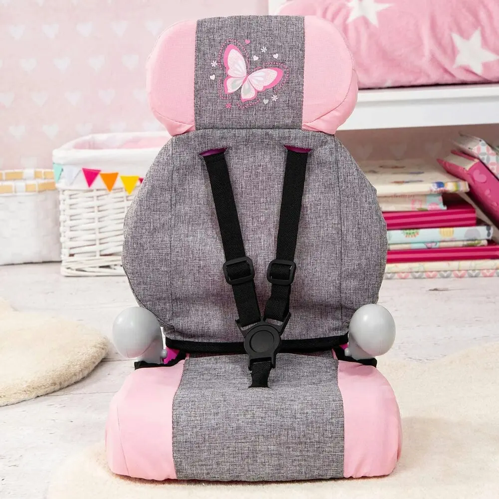 Bayer Deluxe Butterfly Travel Car Seat Toy for 46cm Dolls/Kids 3y+ Pink/Grey