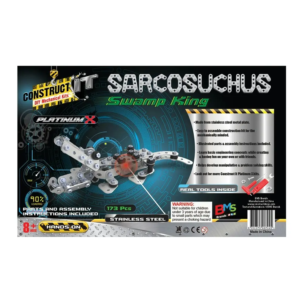 173pc Construct It Platinum-X DIY Sarcosuchus Swamp King Toy w/Tools Kit Kids 8+