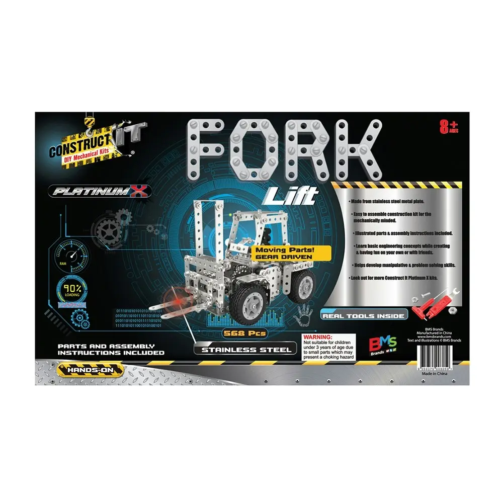 589pc Construct It Platinum-X DIY Fork Lift Toy w/ Tools Build Kit Kids 8y+