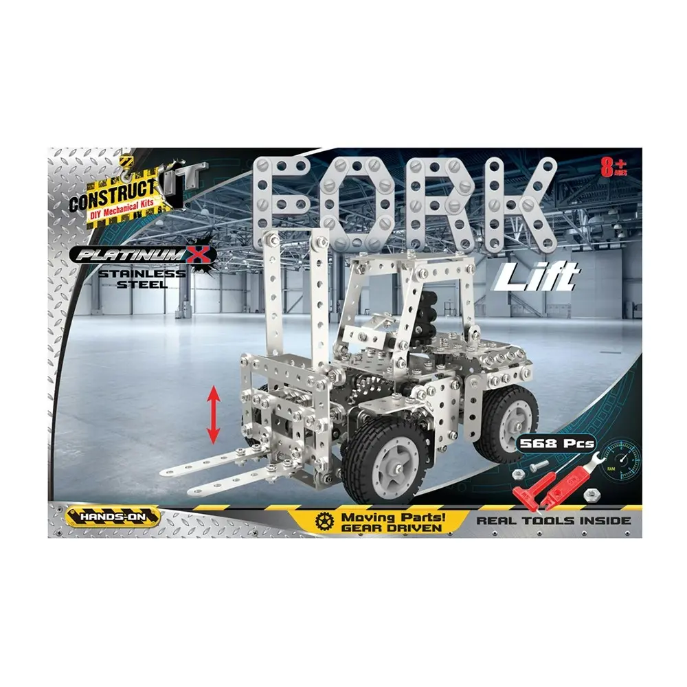 589pc Construct It Platinum-X DIY Fork Lift Toy w/ Tools Build Kit Kids 8y+