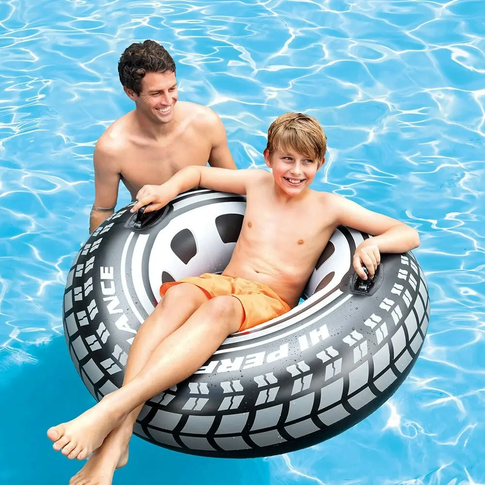 Intex 1.14m Monster Truck Tyre Tube Portable Ride-On Float Pool Toy w/ Handle 9+