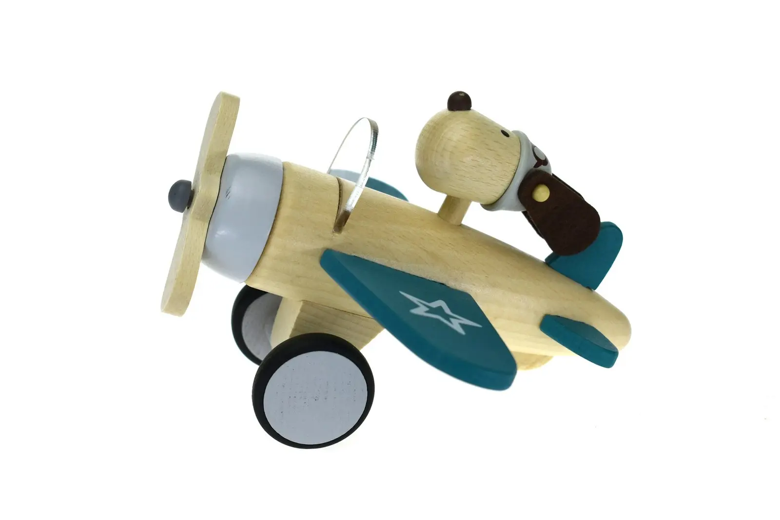 Kaper Kidz Retro Wooden Plane w/Cute Dog Driver Large Kids/Children Toy 12m+