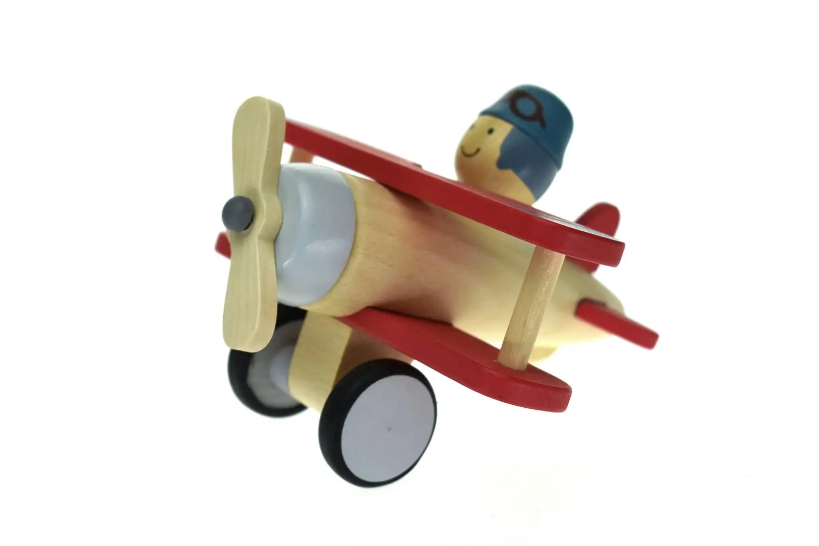 Kaper Kidz 16cm Retro Wooden Biplane Red Kids/Children Play Toy - Large 12m+