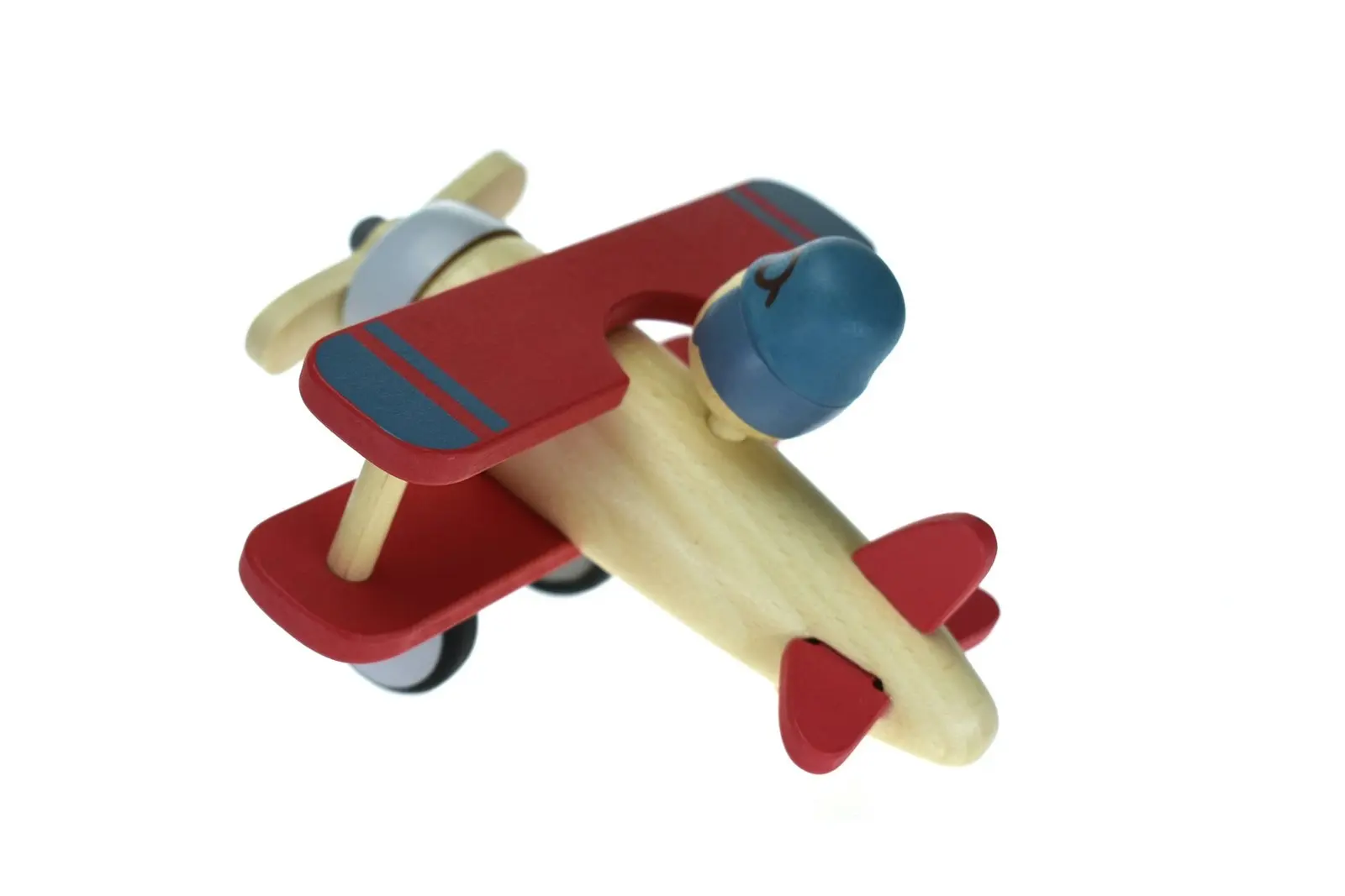 Kaper Kidz 16cm Retro Wooden Biplane Red Kids/Children Play Toy - Large 12m+