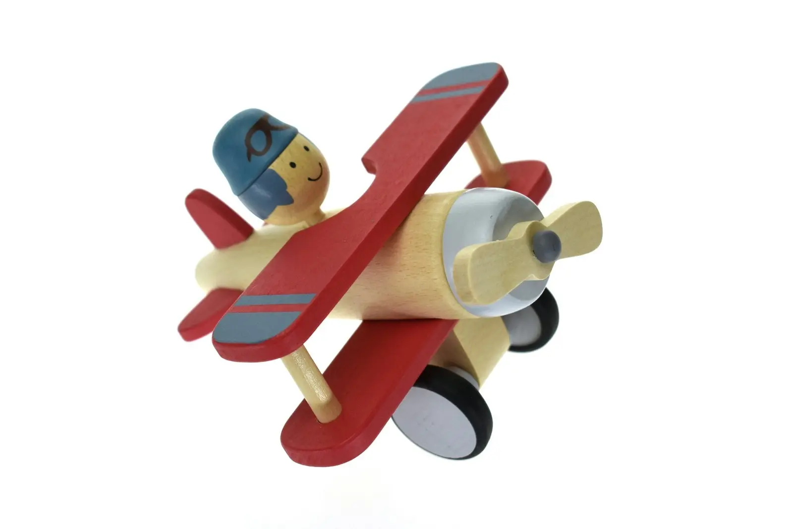 Kaper Kidz 16cm Retro Wooden Biplane Red Kids/Children Play Toy - Large 12m+