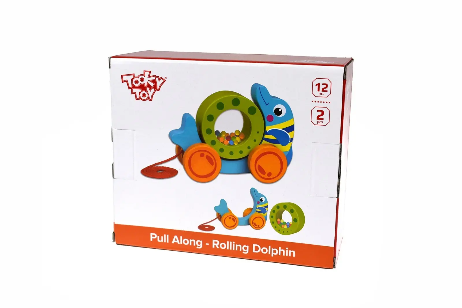 Tooky Toys Pull Along Rolling Dolphin With Beads Children's/Toddler's Toy 12m+