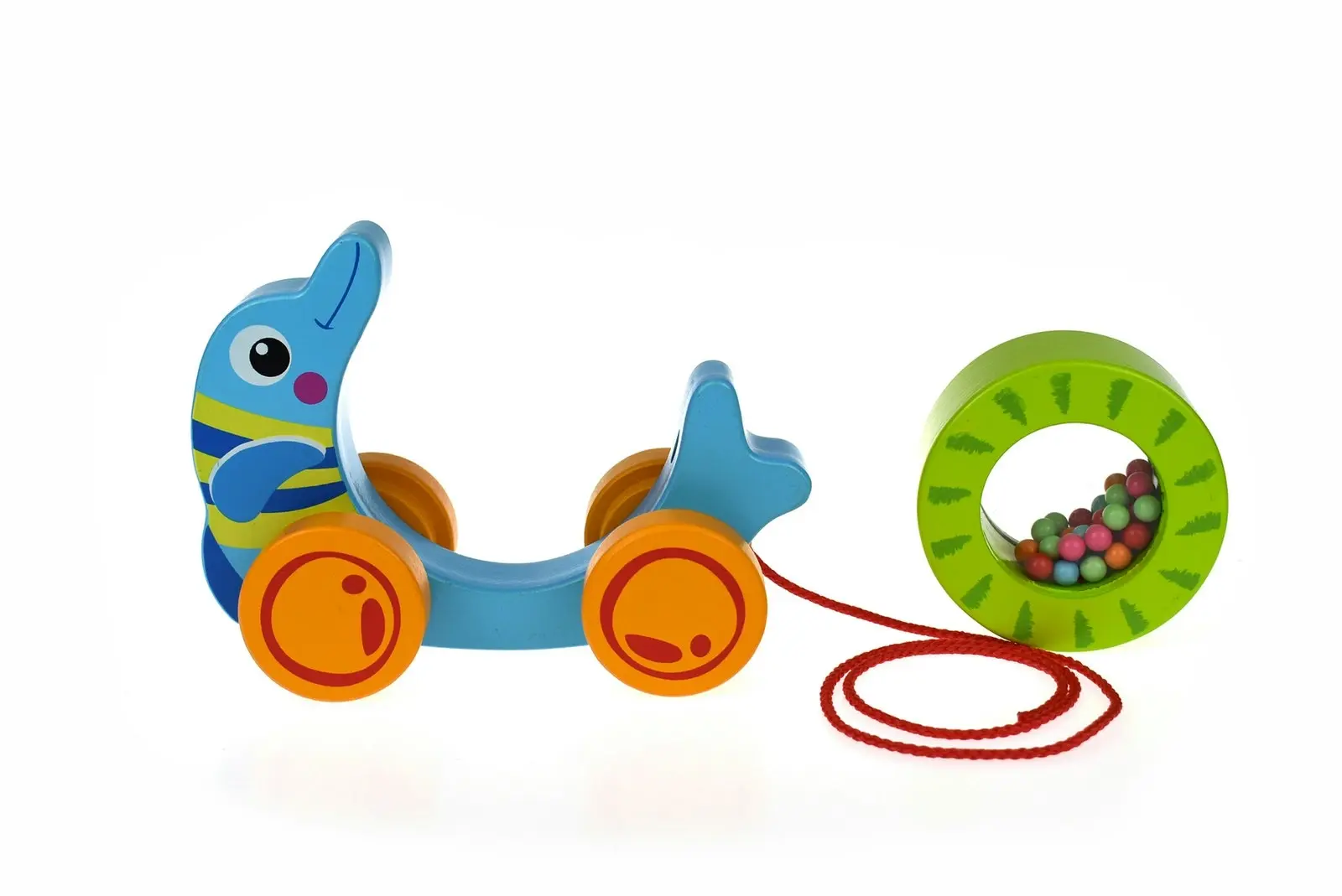 Tooky Toys Pull Along Rolling Dolphin With Beads Children's/Toddler's Toy 12m+