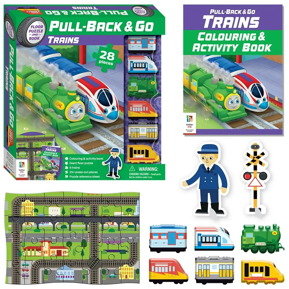 Wonderfull Pull Back & Go: Trains Colouring Activity Set Kids Art Activity