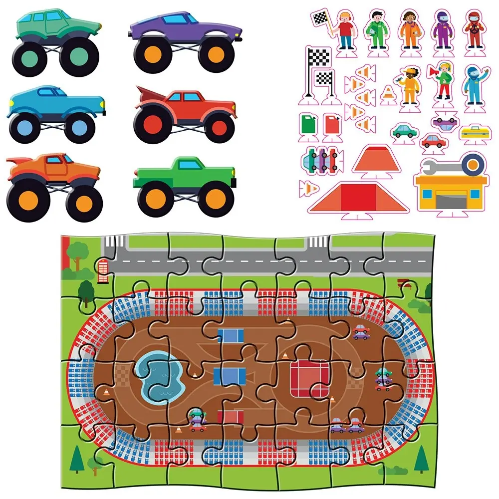 Wonderfull Pull-back-and-go Kit Monster Trucks Colouring Activity Set 3y+