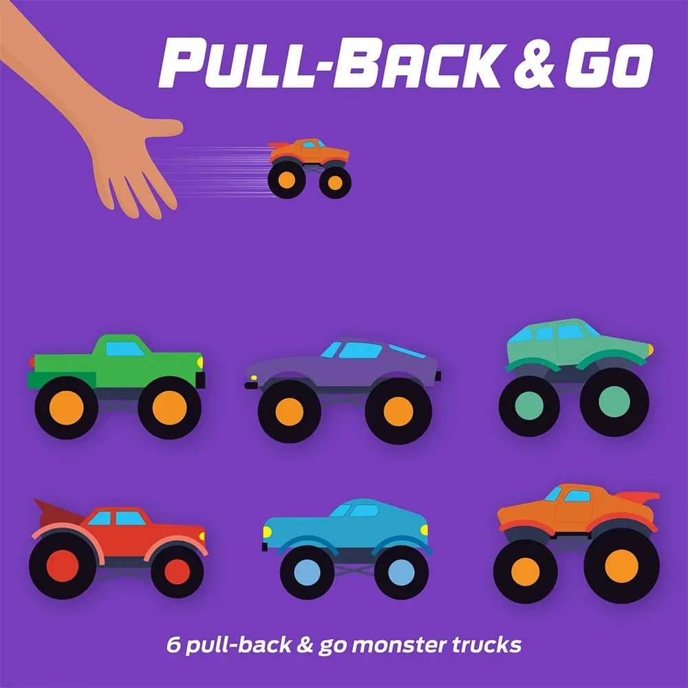 Wonderfull Pull-back-and-go Kit Monster Trucks Colouring Activity Set 3y+