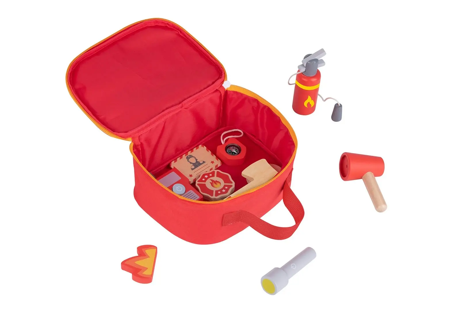 Tooky Toy Little Firefighter Set Pretend Play Themed Carry Bag For Kids 3y+