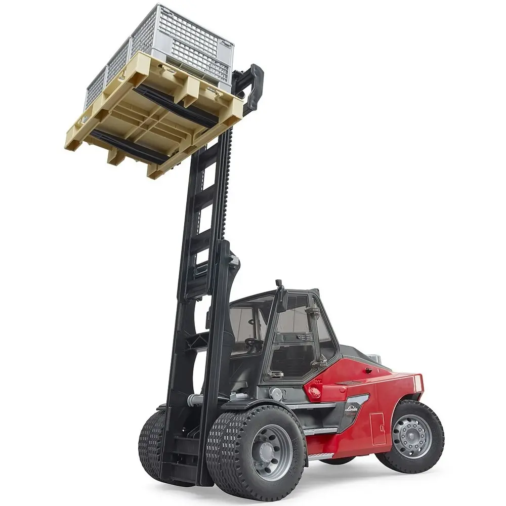 Bruder 42.9cm Linde HT160 1:16 Fork Lift w/ Pallet/3 Cages Kids Vehicle Toy 4y+