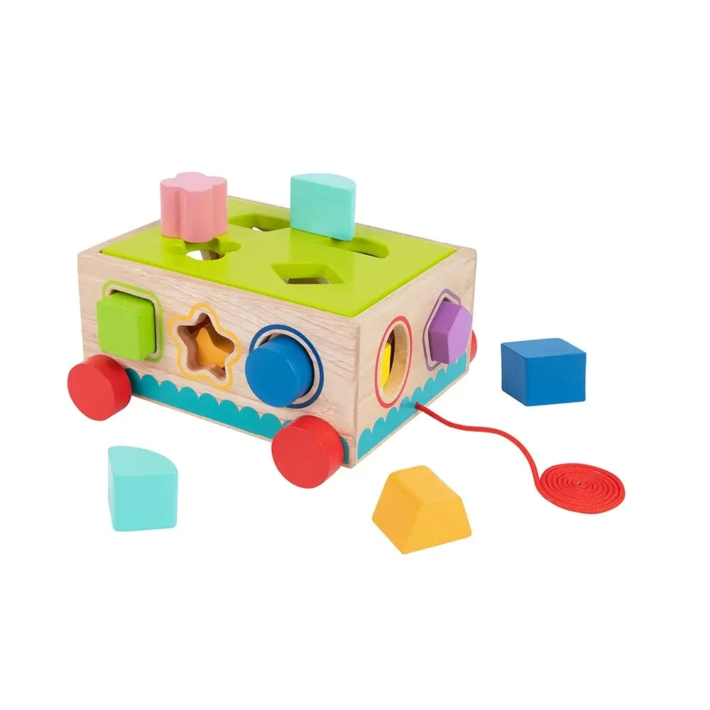 16pc Tooky Toy Kids/Children Wooden Shape Sorter Educational Block Puzzle 12m+