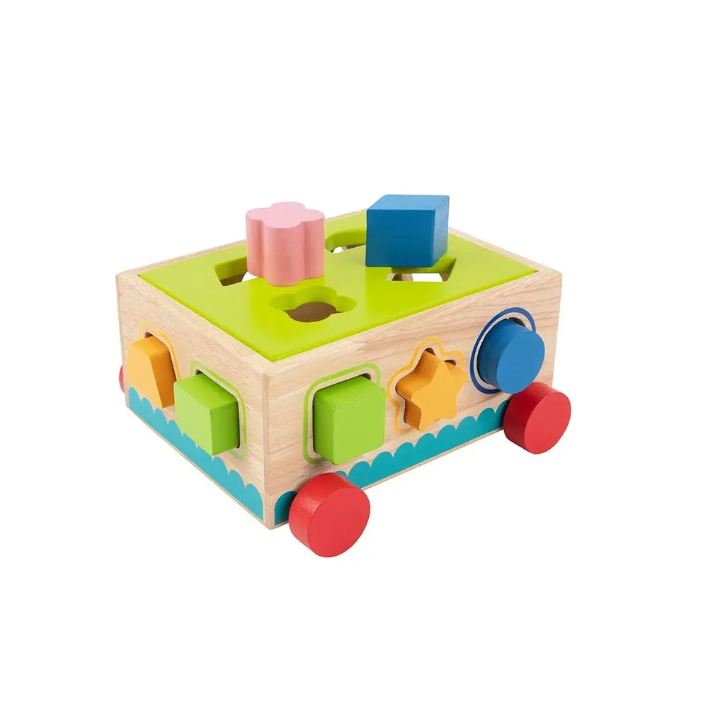 16pc Tooky Toy Kids/Children Wooden Shape Sorter Educational Block Puzzle 12m+