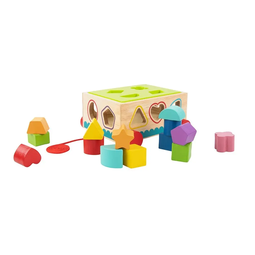 16pc Tooky Toy Kids/Children Wooden Shape Sorter Educational Block Puzzle 12m+