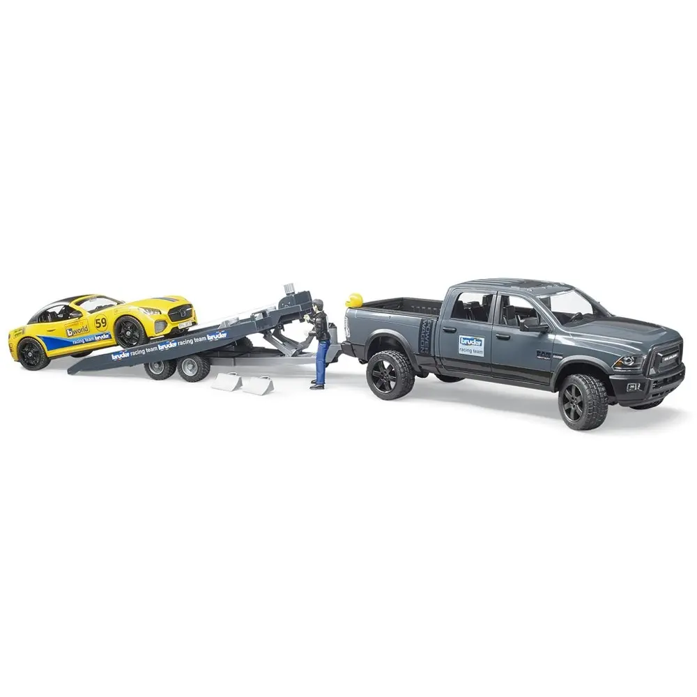 Bruder 1:16 RAM 2500 Power Wagon & Road Racing Team Car Kids Vehicle Toy 4y+