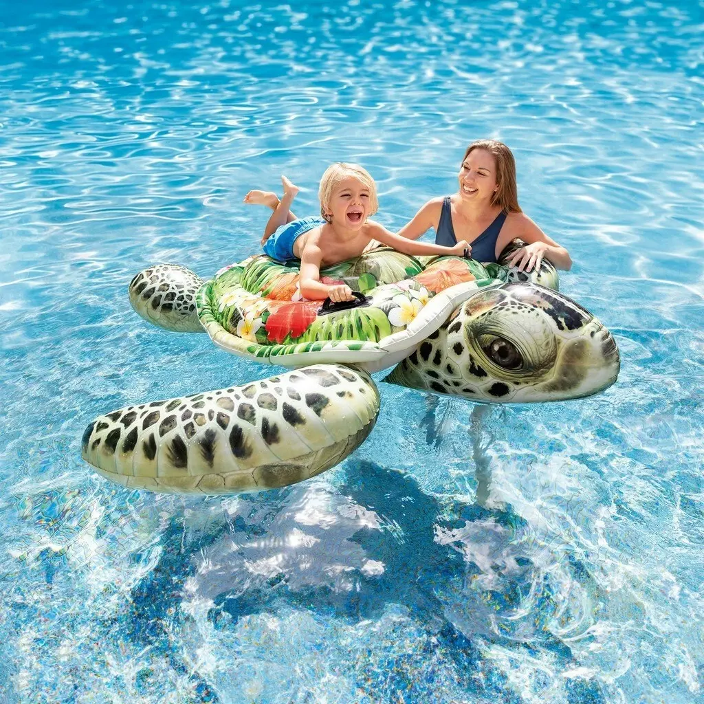 Intex 1.9M Turtle Kids Inflatable Ride-On Swimming Pool Floats Water Raft 3y+