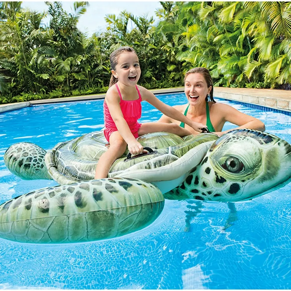 Intex 1.9M Turtle Kids Inflatable Ride-On Swimming Pool Floats Water Raft 3y+