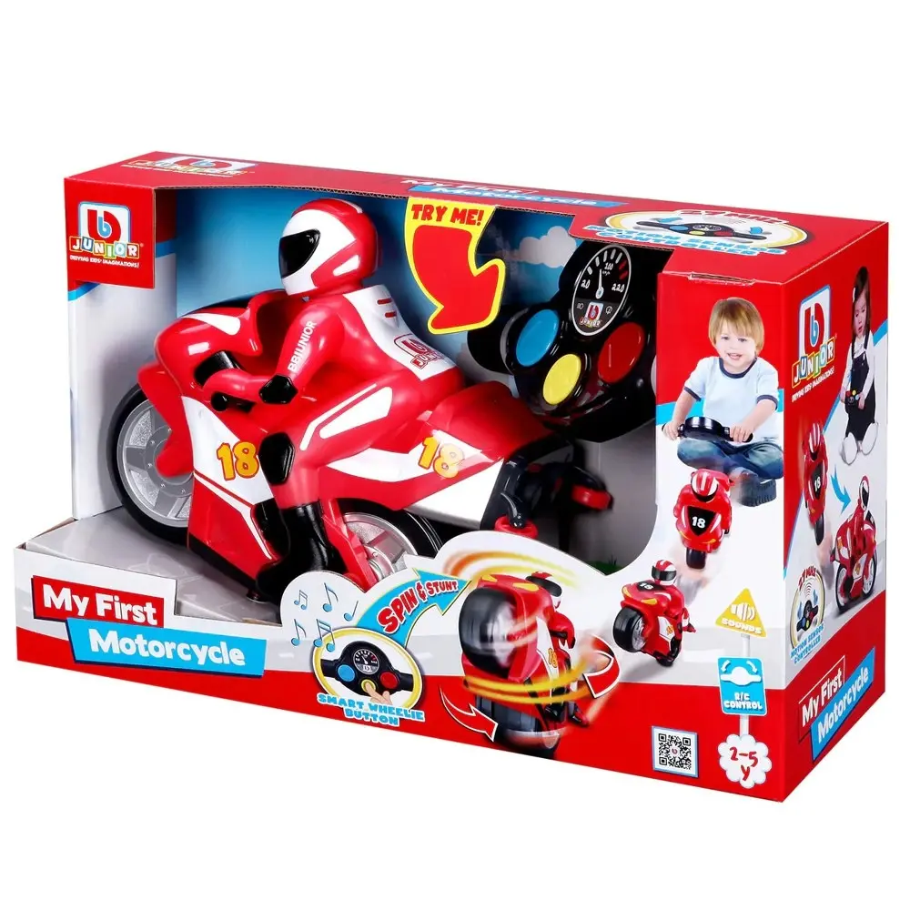 BB Junior My 1st Radio Control 21cm Motor Bike Spin & Stunt Kids Toy 2-5y Assort