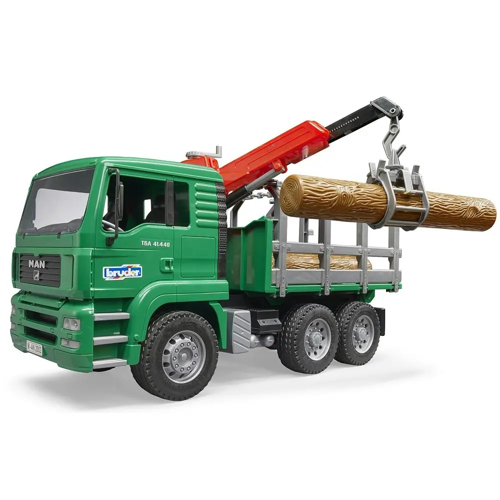 Bruder 1:16 MAN TGA 43cm Timber Truck w/ Loading Crane/3 Trunks Kids Toy 4y+