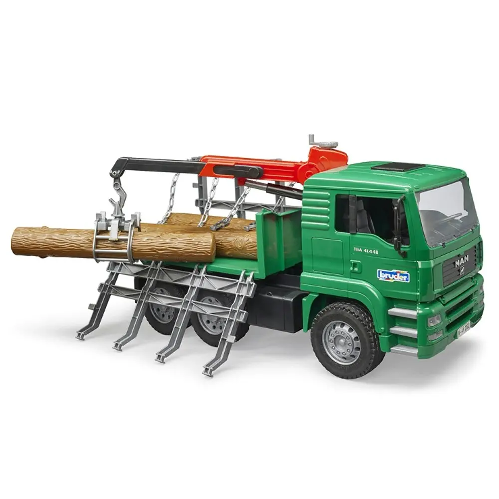 Bruder 1:16 MAN TGA 43cm Timber Truck w/ Loading Crane/3 Trunks Kids Toy 4y+