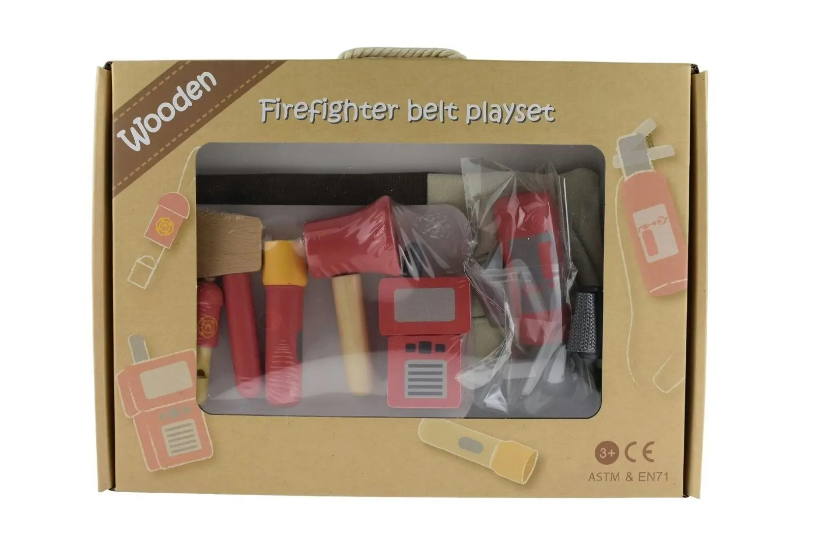 Kaper Kidz Wooden Fire Fighter Belt Pretend Playset Kids/Children Toy Set 3+