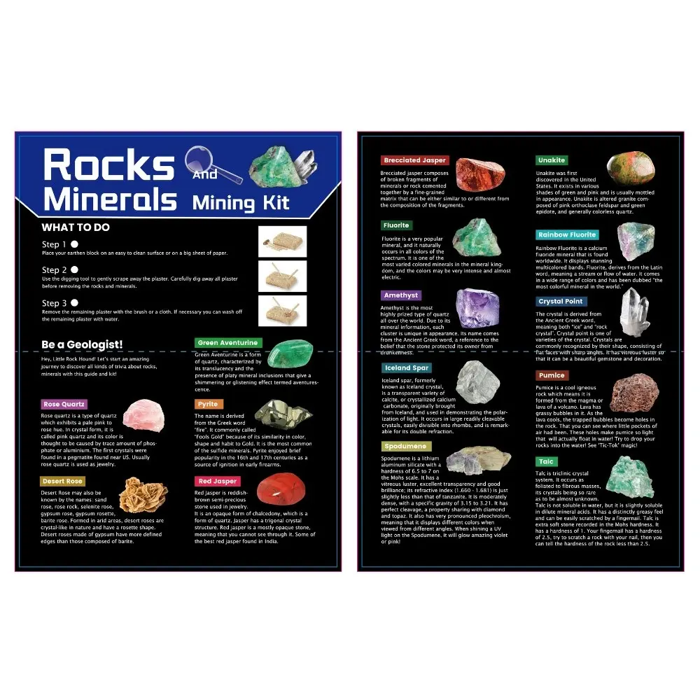 2PK Kaper Kidz Dig & Discover Rocks And Minerals Kids Mining/Excavation Kit 6+