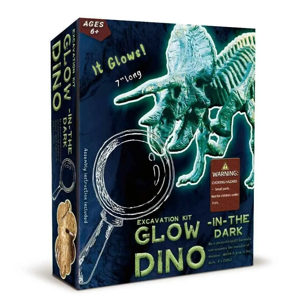 2PK Kaper Kidz Glow In The Dark Triceratops Kids/Childrens Excavation Kit 6y+