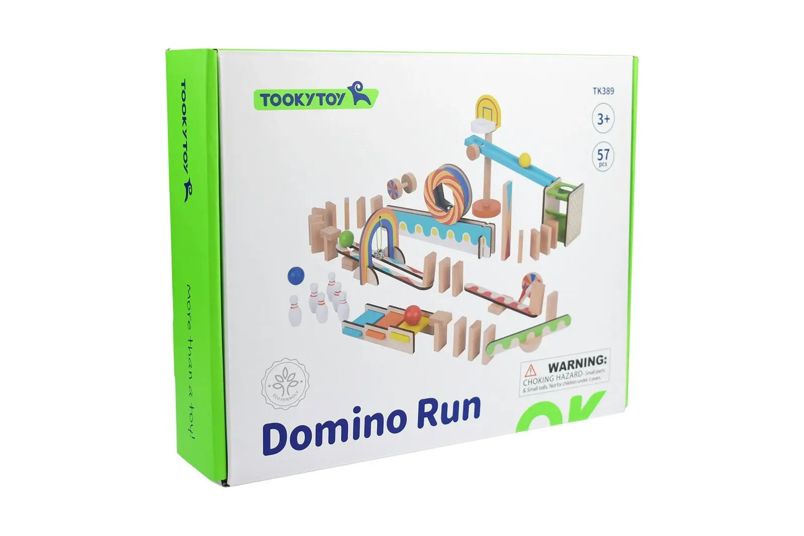 55pc Tooky Toy Domino Run Building Set Large Ramp/Roller/Step/Seesaw Kids Toy 3+