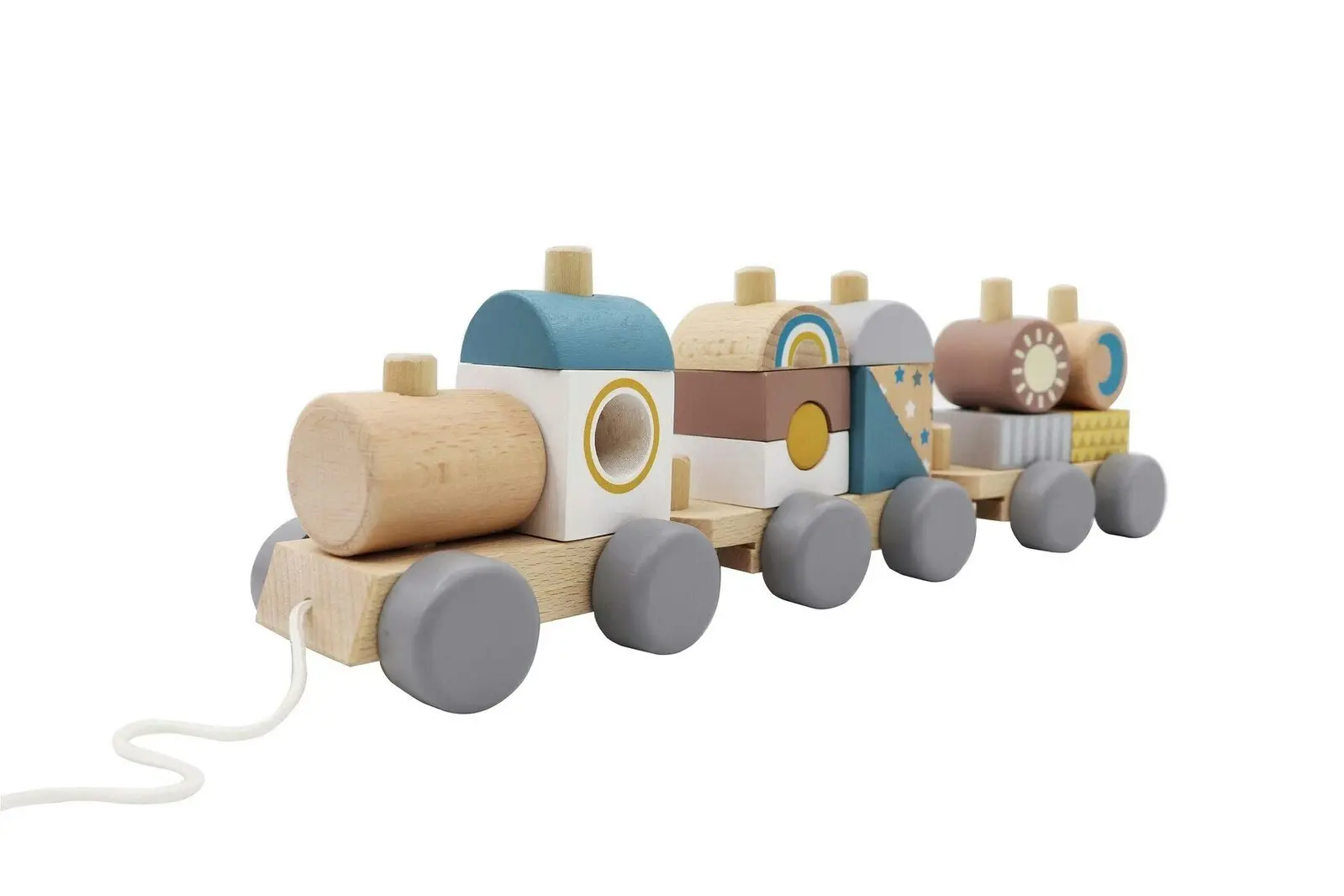 Kaper Kidz Wooden Kids/Toddler Calm & Breezy Stacking Block Train Play Toy 18m+