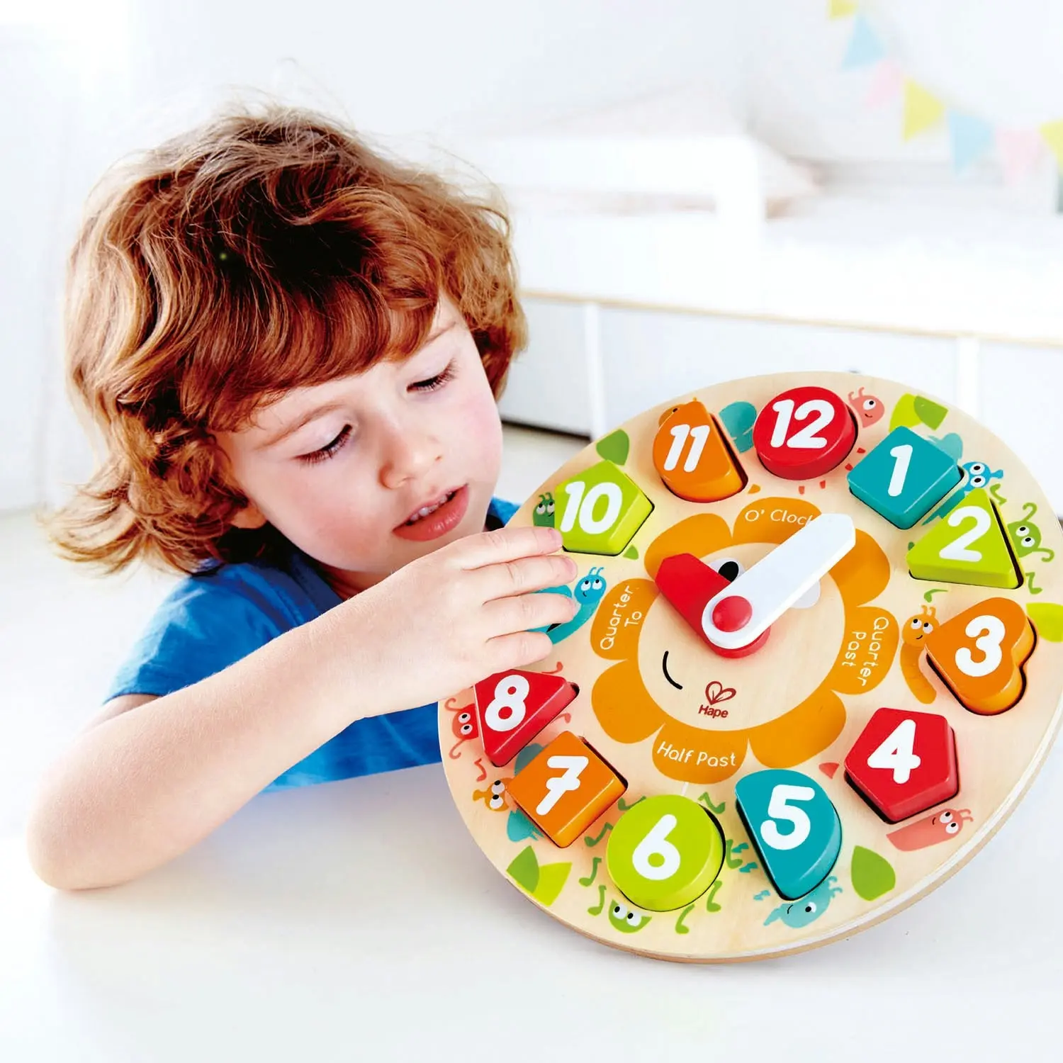 13pc Hape 23cm Chunky Clock Puzzle Educational/Activity Wooden Toy/Play Kids 3y+