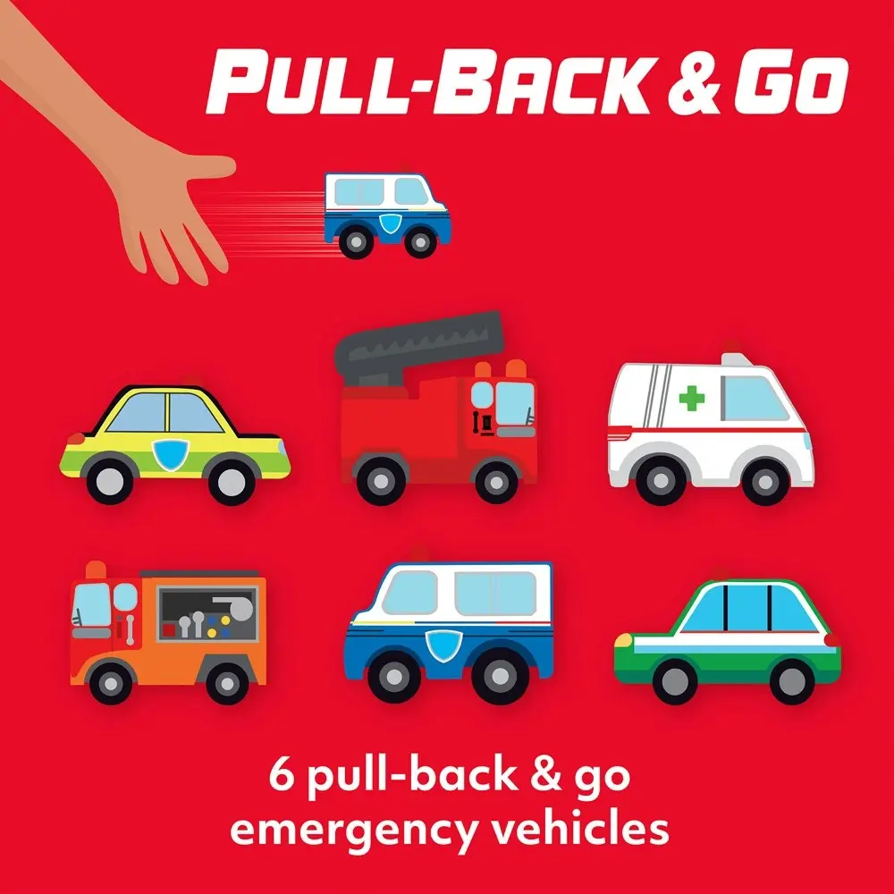 28pc WonderFull Pull-Back & Go Kit Emergency Vehicles Floor Puzzle/Book Kids Toy