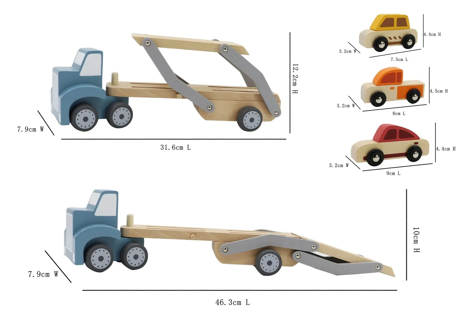 Kaper Kidz Wooden Calm & Breezy Car Carrier Kids/Children Play Toy 46.3cm 3+