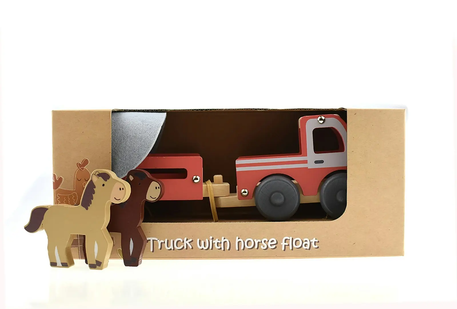 Kaper Kidz Wooden Truck With Horse Float Pretend Play Kids/Children Toy Set 3+