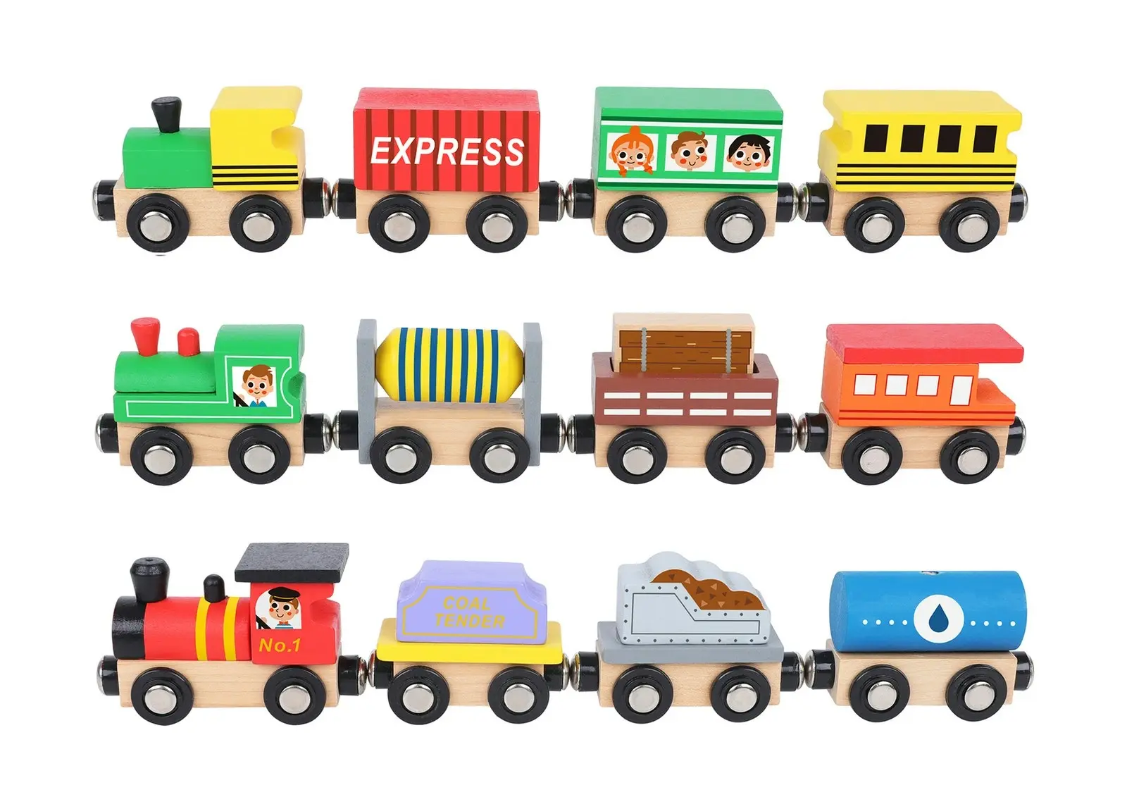 12pc Tooky Wooden Choo Choo Train/Carriage Set Pretend Play Kids/Toddler Toy 3+