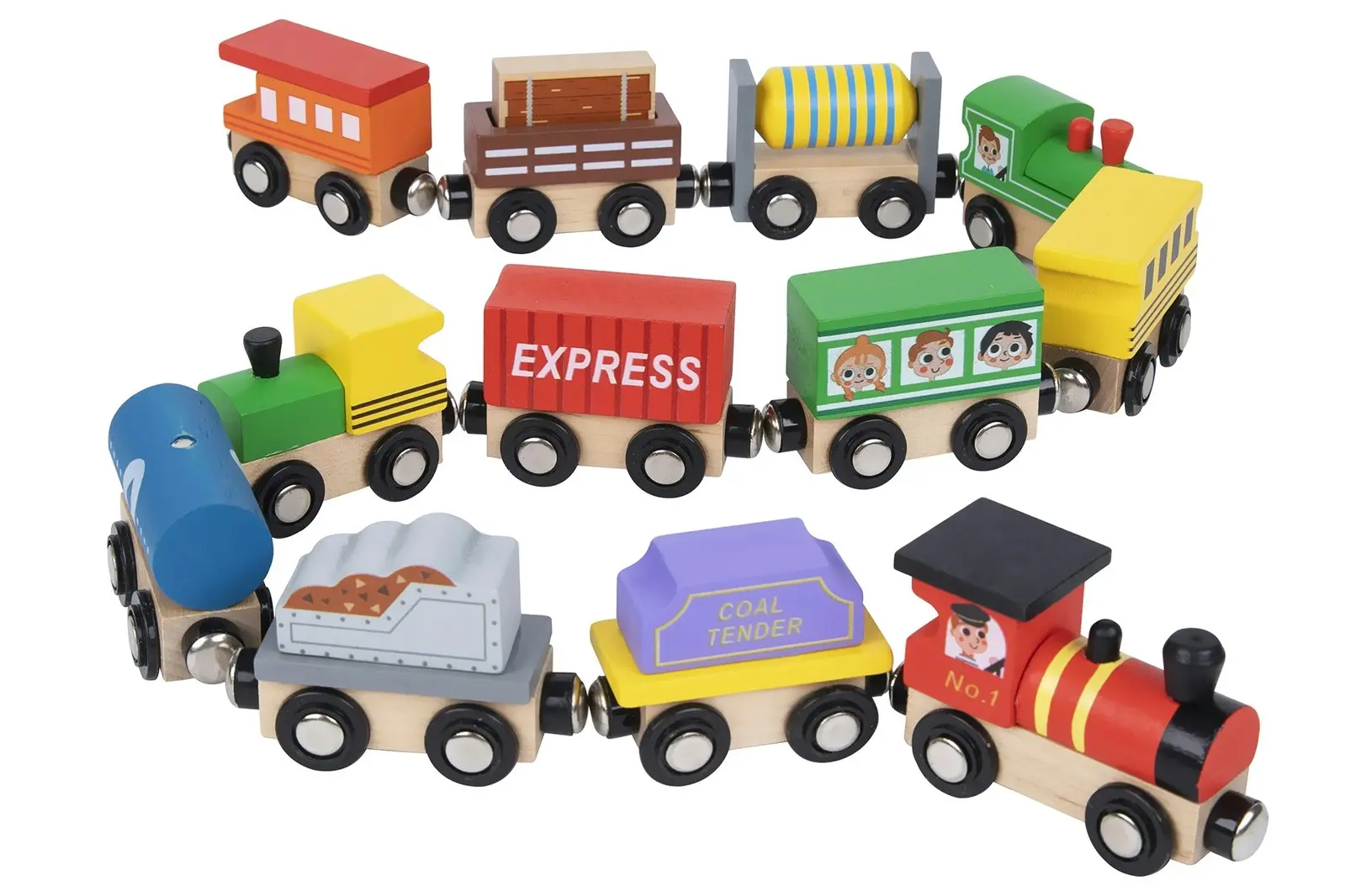 12pc Tooky Wooden Choo Choo Train/Carriage Set Pretend Play Kids/Toddler Toy 3+