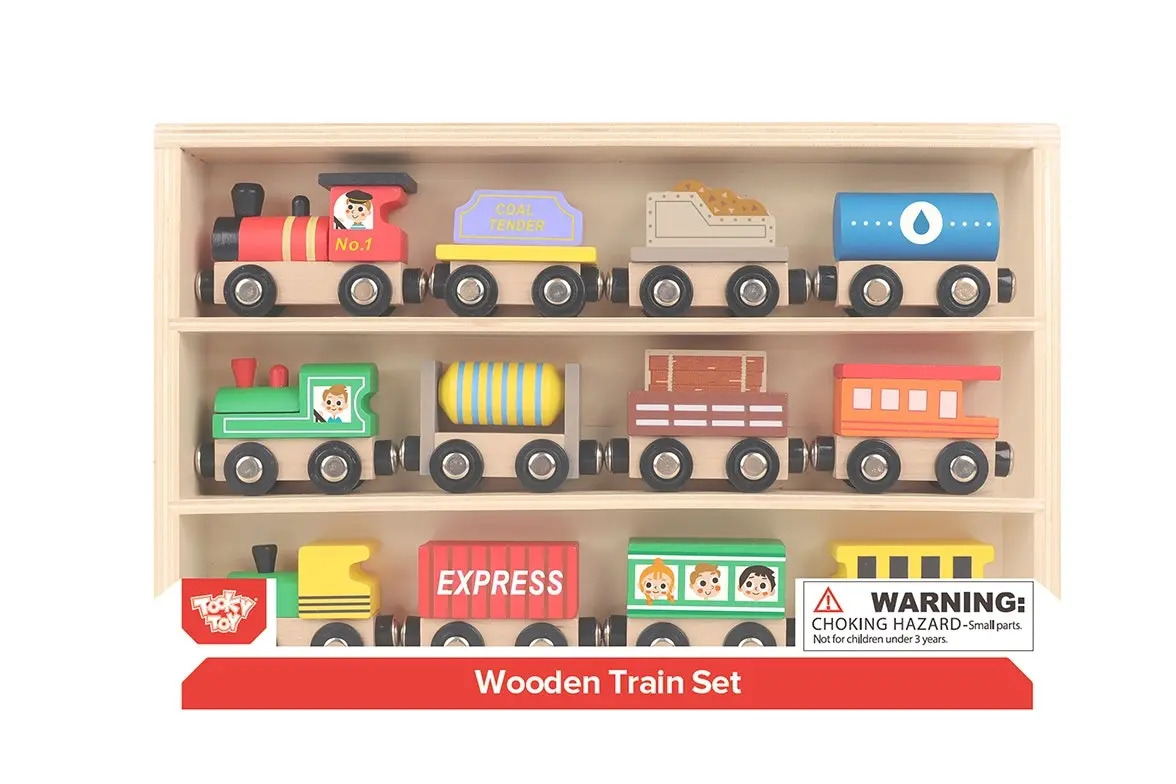 12pc Tooky Wooden Choo Choo Train/Carriage Set Pretend Play Kids/Toddler Toy 3+