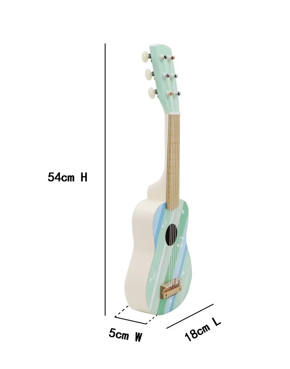 Kaper Kidz Calm & Breezy Wooden Guitar Misty Aqua Children's Play Toy Set 3yrs+