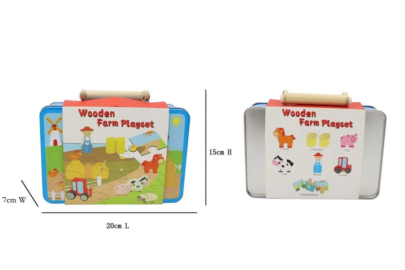 Kaper Kidz Kids/Children Toddler/Children's Farm Wooden Playset In Tin Case 3+