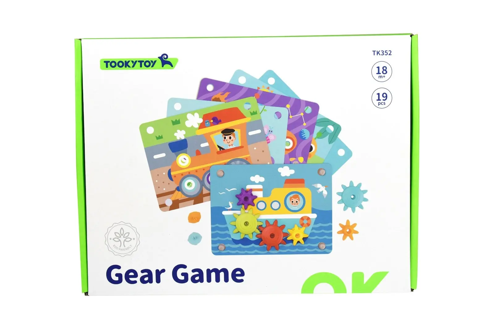 Tooky Toy Gear Game Double Sided Pictures Kids Educational Mechanical Toy 18m+