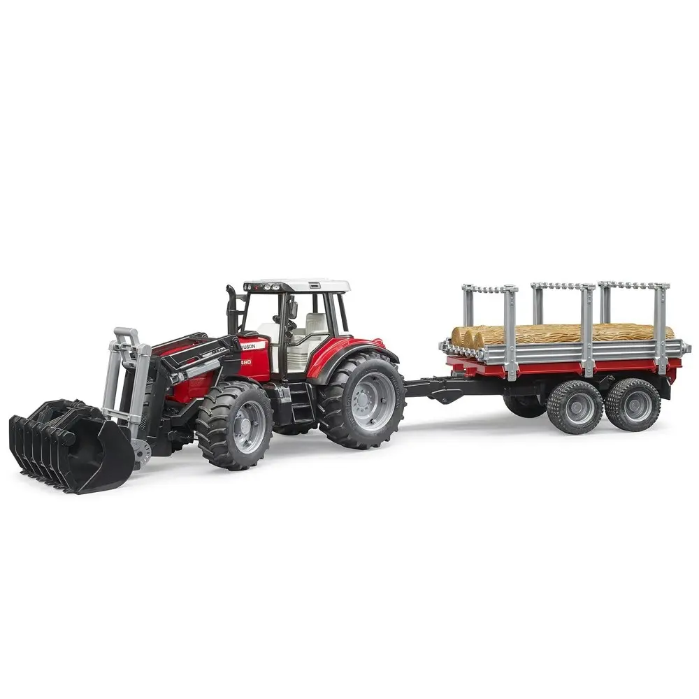 Bruder 1:16 Massey Ferguson 7480 w/ Front Loader & Timber Trailer Kids 3y+ Toy