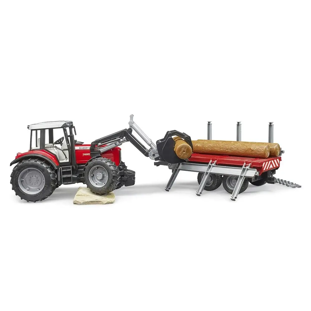 Bruder 1:16 Massey Ferguson 7480 w/ Front Loader & Timber Trailer Kids 3y+ Toy